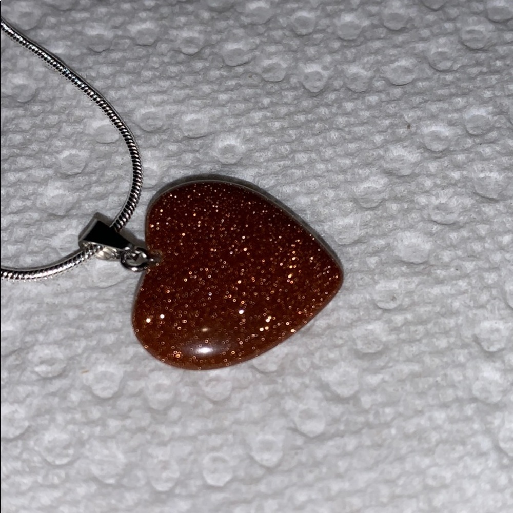 New Sand Stone Heart Pendant and Necklace